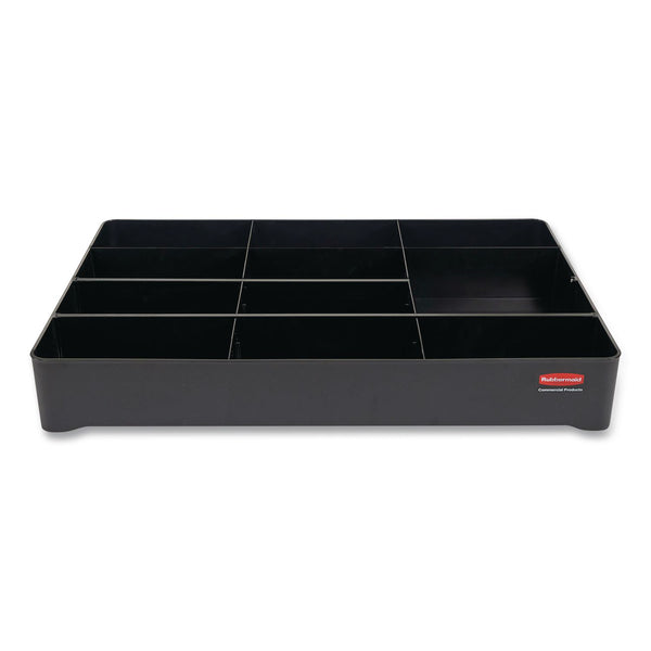 Rubbermaid® Commercial Amenity Organizer for all Rubbermaid Commercial Full Size and Compact Housekeeping Carts, 11 Sections, 18.75 x 3.62, Black (RCP2124078) Each