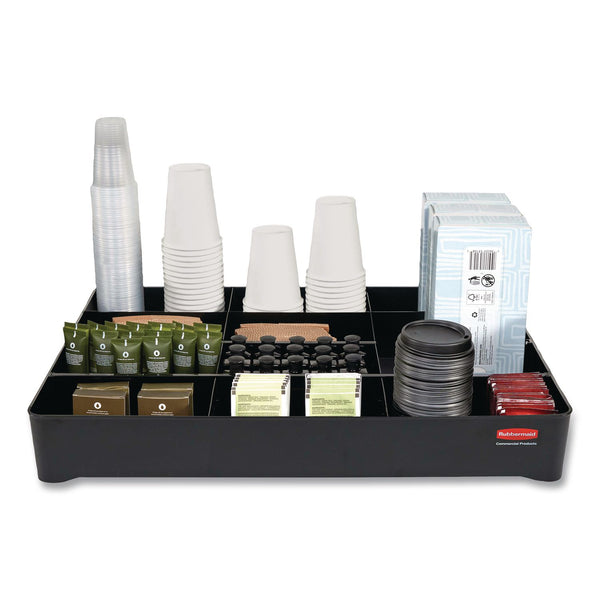 Rubbermaid® Commercial Amenity Organizer for all Rubbermaid Commercial Full Size and Compact Housekeeping Carts, 11 Sections, 18.75 x 3.62, Black (RCP2124078) Each