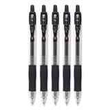 Pilot® G2 Premium Gel Pen, Retractable, Extra-Fine 0.5 mm, Black Ink, Clear/Black Barrel, 5/Pack (PIL31173) Pack of 5