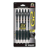 Pilot® G2 Premium Gel Pen, Retractable, Extra-Fine 0.5 mm, Black Ink, Clear/Black Barrel, 5/Pack (PIL31173) Pack of 5