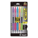 Pilot® G2 Premium Gel Ink Pen, Retractable, Fine 0.7 mm, Assorted Ink and Barrel Colors, 5/Pack (PIL31266) Each