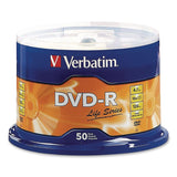 Verbatim® DVD-R LifeSeries Disc, 4.7 GB, 16x, Spindle, Silver, 50/Pack (VER97176) Each
