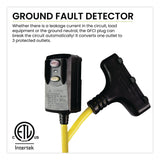 GoGreen Power Portable Tri-Tap with GFCI, 3 Outlets, 2 ft Cord, Yellow (GGPGG12402) Each