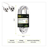 GoGreen Power 16 AWG Outdoor Extension Cord, 18 ft, 13 A, White (GGPGG13718WH) Each
