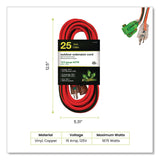 GoGreen Power 12 AWG Lighted End Heavy-Duty Extension Cord, 25 ft, 15 A, Orange/Black (GGPGG14025) Each