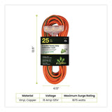 GoGreen Power 14 AWG 3-Outlet Heavy Duty Extension Cord, 25 ft, 15 A, Orange (GGPGG15125) Each