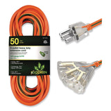 GoGreen Power 14 AWG 3-Outlet Heavy-Duty Extension Cord, 50 ft, 15 A, Orange (GGPGG15150) Each
