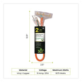 GoGreen Power 12 AWG 3-Outlet Heavy-Duty Extension Cord, 2 ft, 15 A, Orange (GGPGG15302) Each