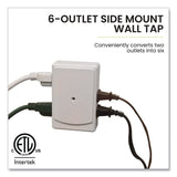 GoGreen Power 6 Outlet Side Mount Wall Tap, White (GGPGG16000TSM) Each
