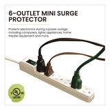 GoGreen Power 6 Outlet Mini Surge Protector, 2 ft Cord, 160 J, White (GGPGG16103MIN) Each