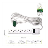 GoGreen Power 6 Outlet Surge Protector, 12 ft Cord, 250 J, White (GGPGG16103M12) Each