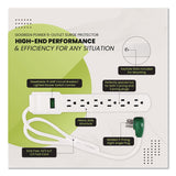 GoGreen Power 6 Outlet Surge Protector, 2.5 ft Cord, 160 J, White (GGPGG16103MS) Each