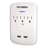 GoGreen Power 3 Outlet 2 USB Wall Tap, 735 J, White (GGPGG13000USB2) Each