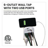 GoGreen Power 6 Outlet 4 USB Wall Tap, 735 J, White (GGPGG16000USB4) Each