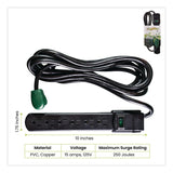 GoGreen Power 6 Outlet Surge Protector, 6 ft Cord, 250 J, Black (GGPGG16106MSBK) Each