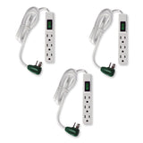 GoGreen Power 3 Outlet Power Strip, 2.5 ft Cord, White, 3/Pack (GGPGG13002MS3) Pack of 3