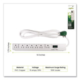 GoGreen Power 7 Outlet Surge Protector, 6 ft Cord, 1,200 J, White (GGPGG17636) Each