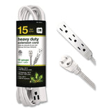 GoGreen Power 3 Outlet Indoor Extension Cord, 15 ft, 13 A, White (GGPGG19615) Each