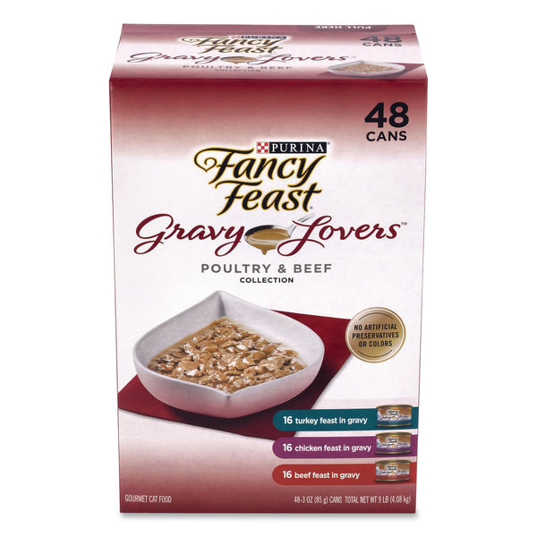 Fancy Feast® Gravy Lovers Poultry and Beef Variety Pack, Assorted Flavors, 3 oz Can, 48/Carton (GRR22002666) Case of 48