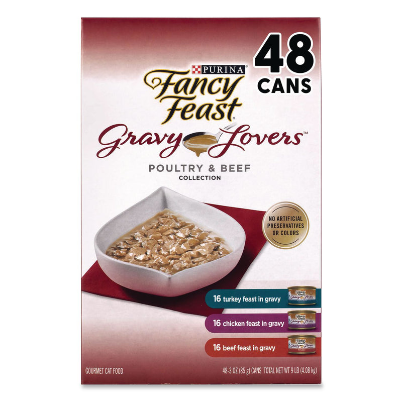 Fancy Feast® Gravy Lovers Poultry and Beef Variety Pack, Assorted Flavors, 3 oz Can, 48/Carton (GRR22002666) Case of 48