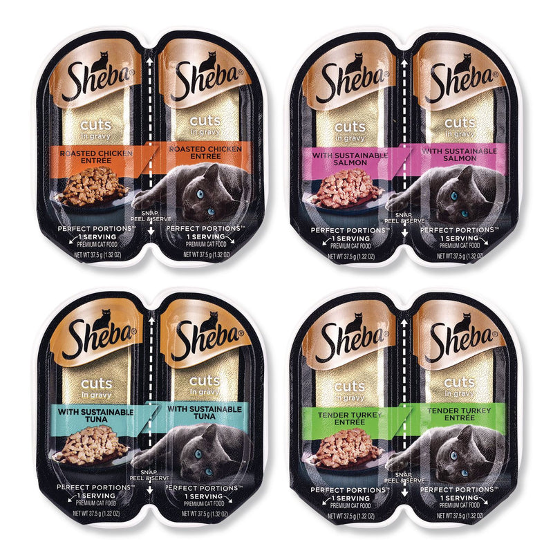 Sheba® Perfect Portions Variety Twin Packs, Assorted Flavors, 1.32 oz Can, 60/Carton (GRR22002668) Case of 60