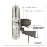 Global Industrial® Oscillating Wall Mount Fan, 24", 3 Speeds, Black (GBE607050) Each