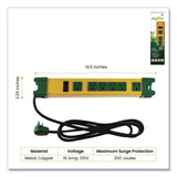 GoGreen Power 6 Outlet Metal Surge Protector, 6 ft Cord, 250 J, Yellow (GGPGG26114) Each