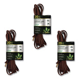 GoGreen Power Household Extension Cord, 20 ft, 13 A, Brown, 3/Pack (GGPGG248203) Pack of 3