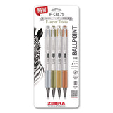 Zebra® F-301 Signature Series Earthy Tones Ballpoint Pen, Retractable, Fine 0.7 mm, Black Ink, Assorted Earthy Tones Barrel, 4/Pack (ZEB27304) Pack of 4