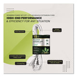 GoGreen Power Household Extension Cord, 15 ft, 13 A, White, 3/Pack (GGPGG247153) Pack of 3