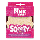 The Pink Stuff Sqeezy Dual-Sided Sponge and Scrubber, 4" x 5.3", 3.8" Thick, Pink/Ivory (RST823773) Each