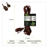 GoGreen Power Household Extension Cord, 15 ft, 13 A, Brown, 3/Pack (GGPGG248153) Pack of 3