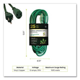 GoGreen Power 16 AWG Outdoor Extension Cord, 25 ft, 13 A, Green (GGPGG13725GN) Each