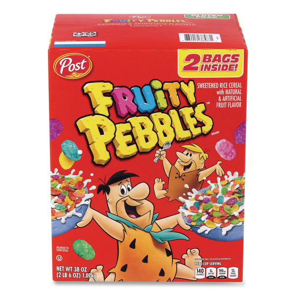 Post® Fruity Pebbles Crispy Rice Cereal, 2 Bags/Box, 38 oz Box (GRR22002627) Each