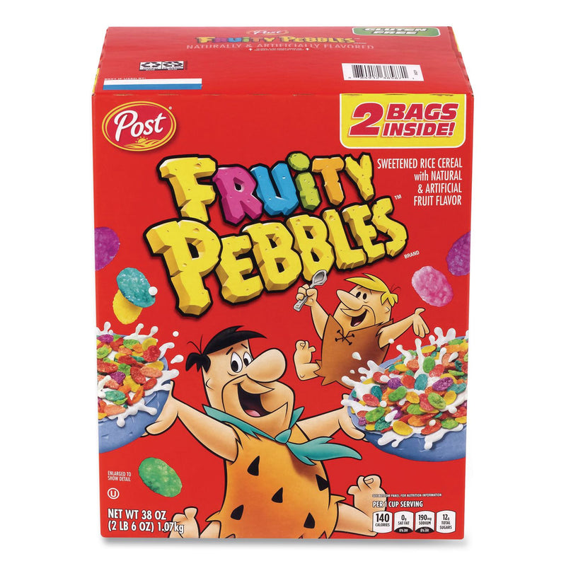 Post® Fruity Pebbles Crispy Rice Cereal, 2 Bags/Box, 38 oz Box (GRR22002627) Each