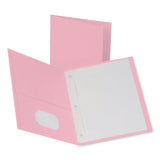 Oxford® Pink Ribbon Twin-Pocket Folder with Prong Fasteners, Accommodates (135) 11 x 8.5 Sheets, Pink, 25/Box (OXF57768) Box of 25