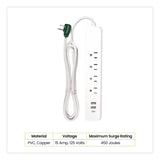 GoGreen Power Four-Outlet Surge Protector with Three USB Ports, 4 ft Cord Length Cord, 450 J, White (GGPGG1462USBC) Each