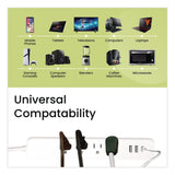 GoGreen Power Four-Outlet Surge Protector with Three USB Ports, 4 ft Cord Length Cord, 450 J, White (GGPGG1462USBC) Each