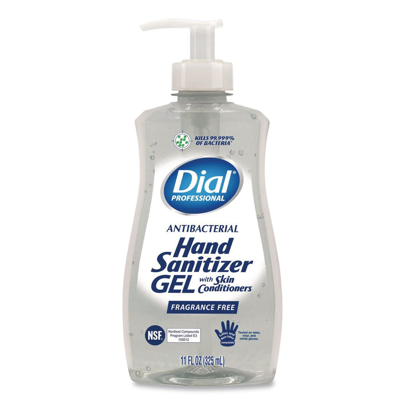 Dial® Professional Gel Antibacterial Hand Sanitizer, 11 oz Pump Bottle, Fragrance-Free, 12/Carton (DIA35482) Case of 12
