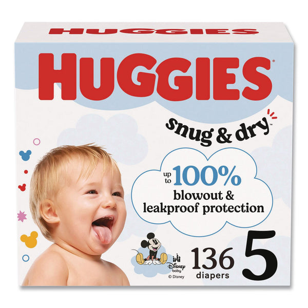 Huggies® Snug and Dry Diapers, Size 5, 27+ lbs, 136/Carton (KCM56458) Case of 136