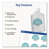 Avery® Waterproof Round Labels with Sure Feed Technology, Laser/Pigment-Based Inkjet, 2" dia, Matte White, 12/Sheet, 8 Sheets/Pack (AVE05657) Pack of 96