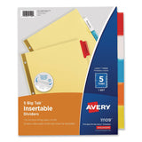 Avery® Insertable Big Tab Dividers, 5-Tab, Double-Sided Gold Edge Reinforcing, 11 x 8.5, Buff, Assorted Tabs, 48 Sets/Carton (AVE11109CT) Each