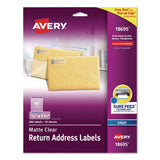 Avery® Easy Peel Return Address Labels with Sure Feed Technology, Inkjet, 0.66 x 1.75, Matte Clear, 60/Sheet, 10 Sheets/Pack (AVE18695) Pack of 600