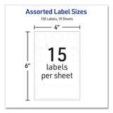Avery® No-Iron Fabric Labels, Handwrite Only, Assorted Shapes and Sizes, White, 15/Sheet, 10 Sheets/Pack (AVE40726) Pack of 150
