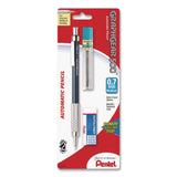 Pentel® GraphGear 500 Mechanical Drafting Pencil, 0.7 mm, HB (#2), Black Lead, Black/Silver Barrel (PENPG527LEBPEA) Each