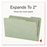 Pendaflex® Heavy-Duty Pressboard Fastener Folders, 2/5-Cut Tab: Right, Expands 2", 2 Fasteners, Legal Size, Gray/Green, 25/Box (PFX1006938) Box of 25