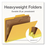 Pendaflex® Heavy-Duty Pressboard Classification Folder, Expands 2", 2 Full-Pocket Dividers, 6 Fasteners, Letter Size, Yellow, 10/Box (PFX1006942) Box of 10