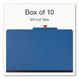 Pendaflex® Heavy-Duty Pressboard Classification Folder, 2/5-Cut Tab: Right, Expands 3", 3 Dividers, 8 Fasteners, Legal Size, Blue, 10/BX (PFX1006944) Box of 10