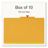 Pendaflex® Heavy-Duty Pressboard Classification Folder, 2/5-Cut Tab, Expands 3", 3 Dividers, 8 Fasteners, Legal Size, Yellow, 10/Box (PFX1006946) Box of 10