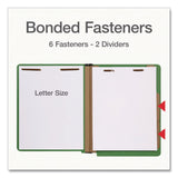 Pendaflex® Heavy-Duty Pressboard End Tab Classification Folders, Expands 2", 2 Dividers, 6 Fasteners, Letter Size, Green, 10/Box (PFX1006948) Box of 10